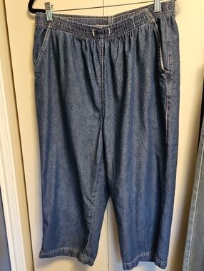 ERIKA COTTON Elastic Waist Capris - Blue SZXL W16/21 Inseam 19 Rise 14